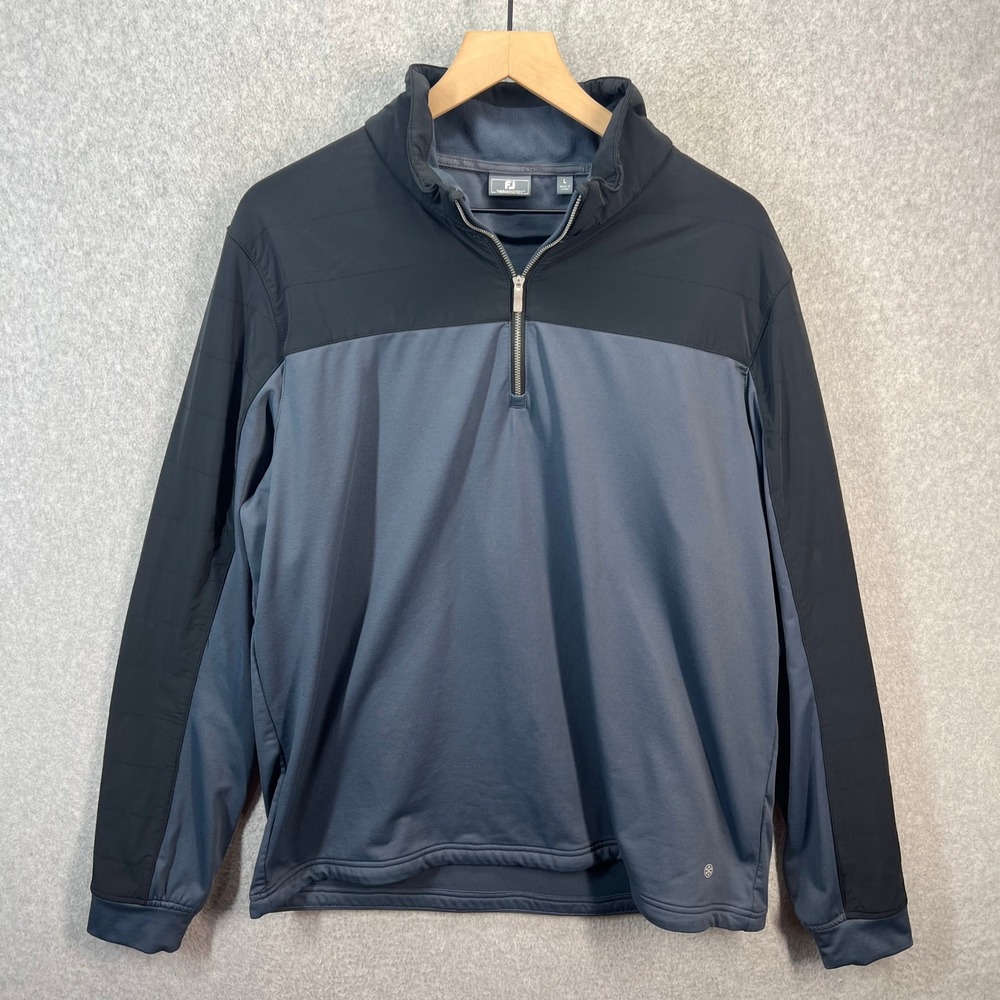 FootJoy ThermoSeries Mens Large Quarter Zip Golf Pullover Navy Black 1627587